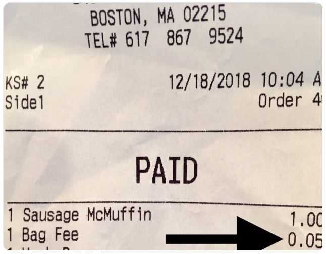 How much does McDonald's charge for bags?